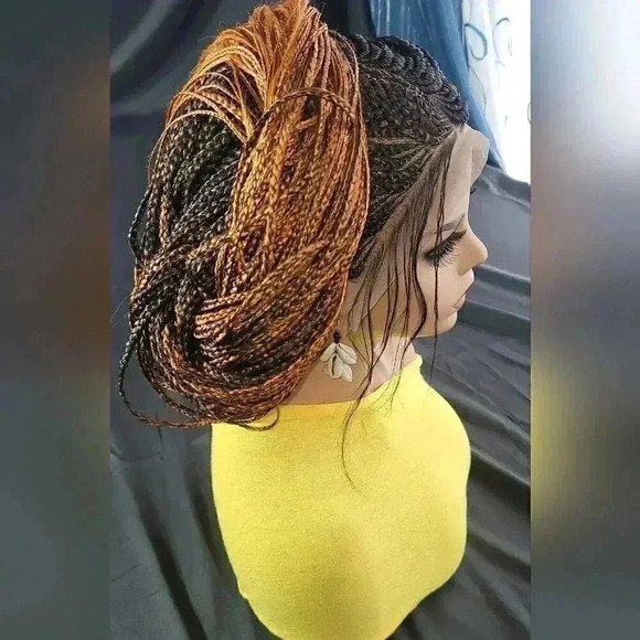 🔥 Auburn Ombre Box Braids Wig w/Lace | Premium Synthetic | Heat Resistant - Picture 14 of 15